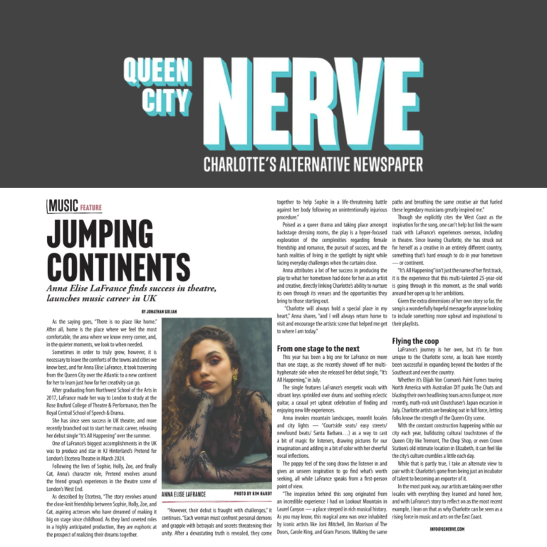 Queen City Nerve article feature of Anna Elise LaFrance