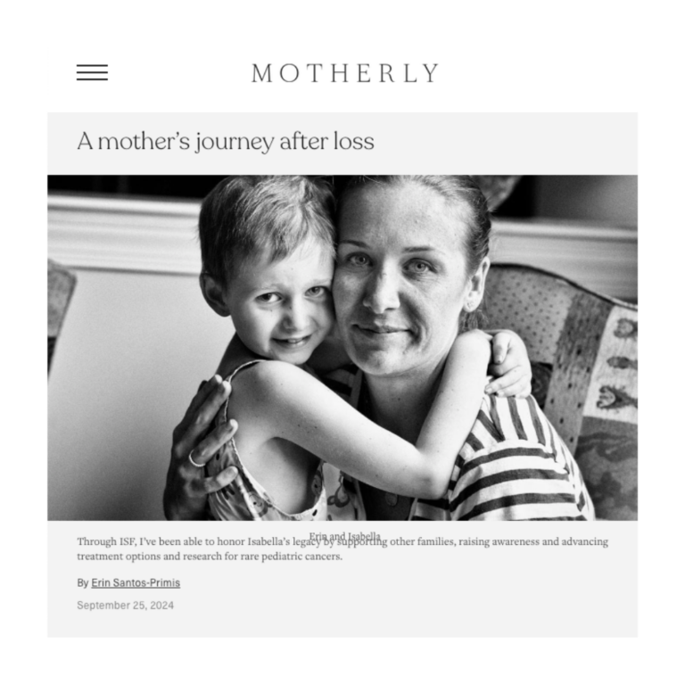 Article clip of Motherly featuring ISF titled, "A mother's journey after loss."