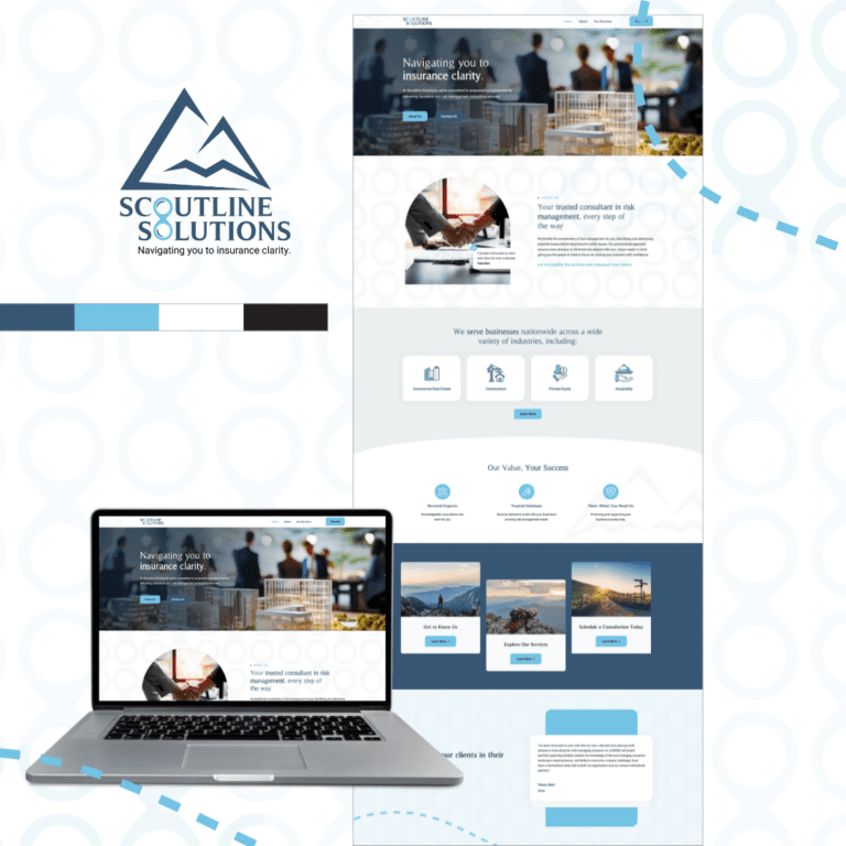 Graphic of Scoutline Solutions website and brand design.